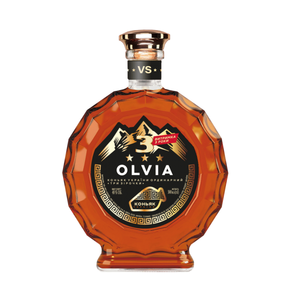 Ukrainian Ordinary Brandy Three Stars Olvia 0.5 l